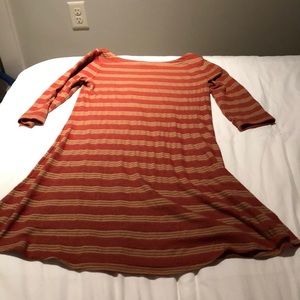 3/4 Orange and Gold Striped Dress